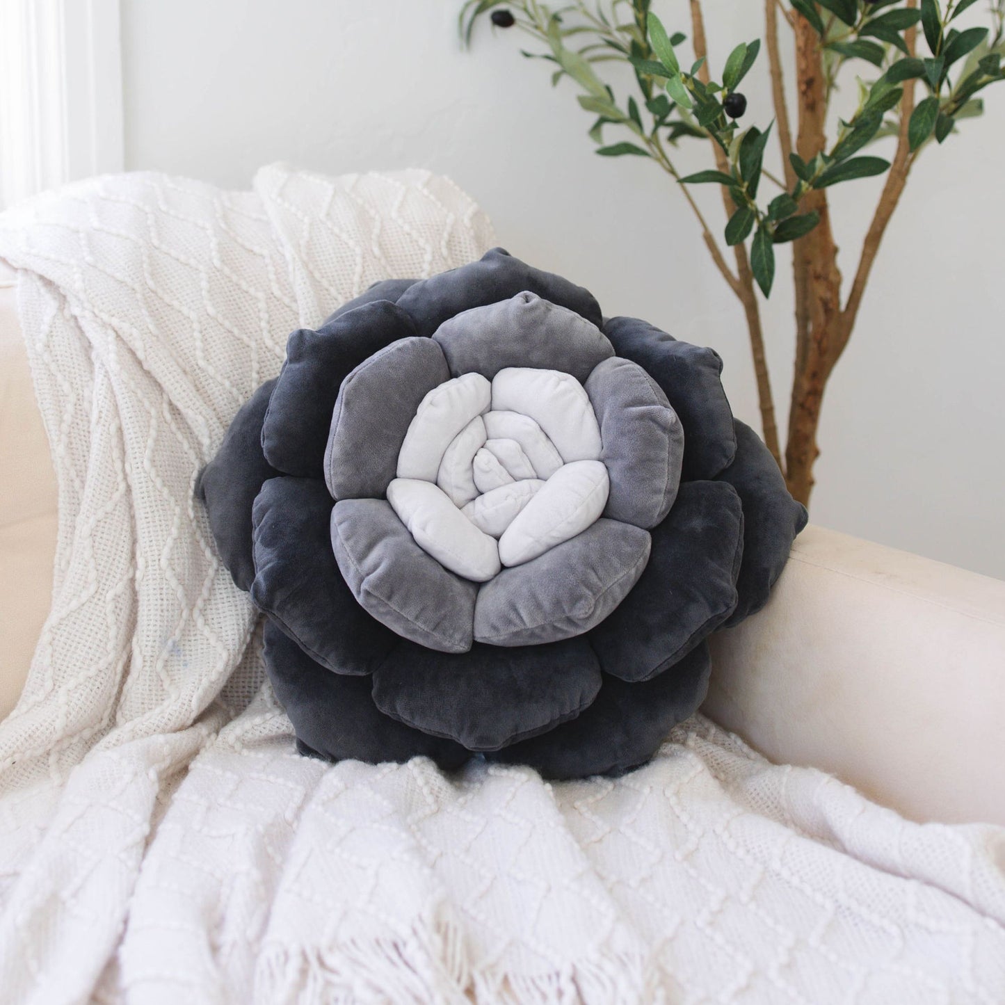 Charcoal Succulent Pillow