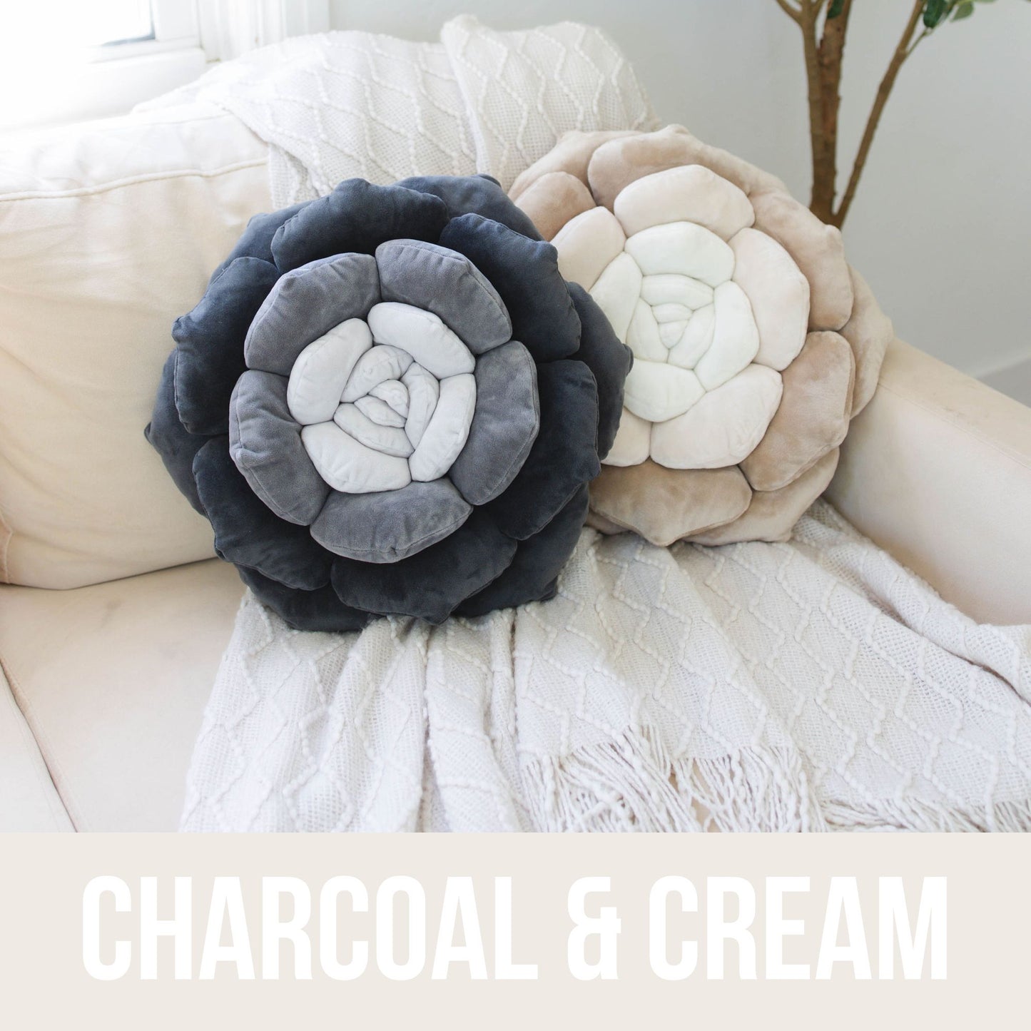 Charcoal Succulent Pillow
